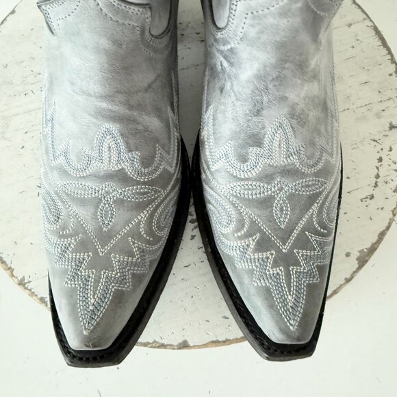 Lane LEXINGTON Womens Cowboy Bootie 8 Washed Denim Western Cowgirl Short Boots - Picture 6 of 12